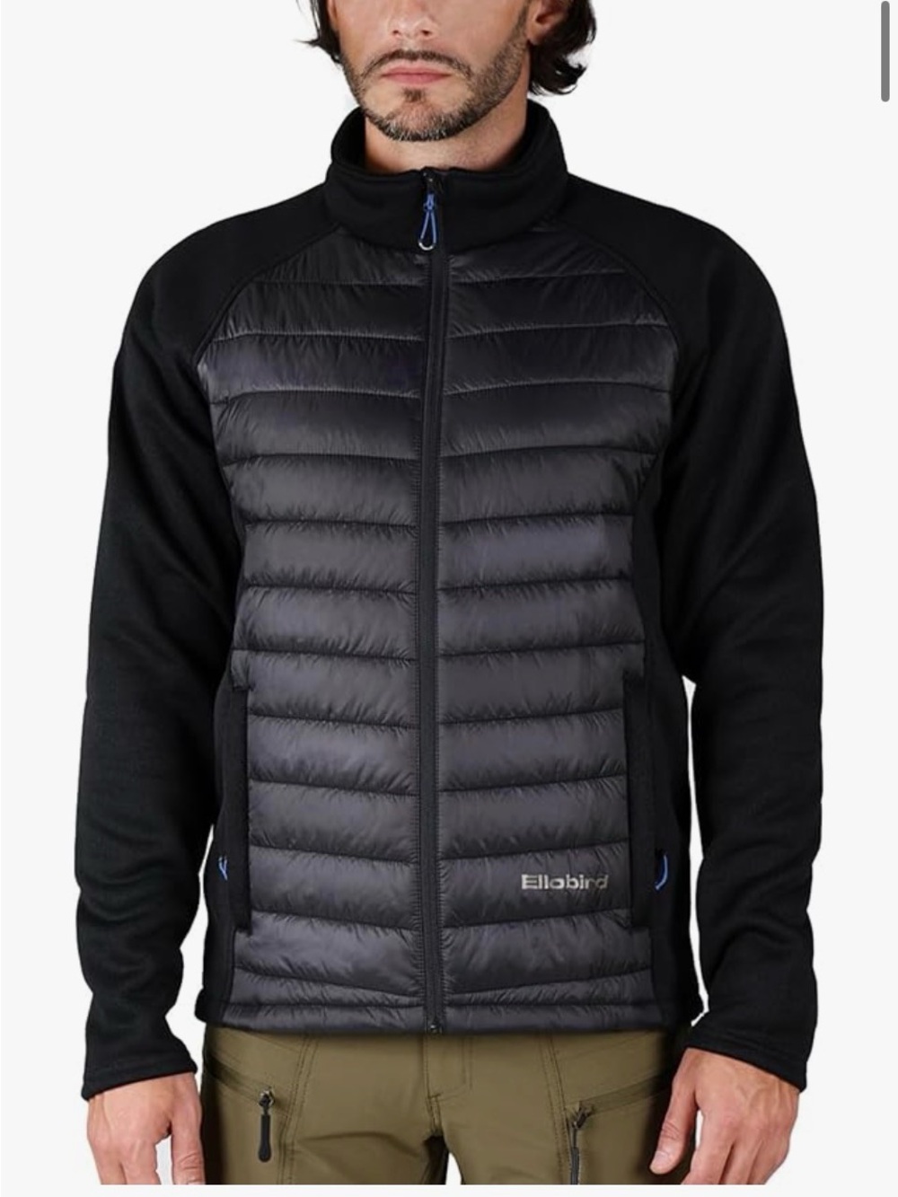 Men's Black Quilted Hybrid Puffer Jacket